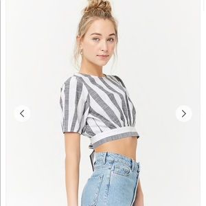 Forever 21 Striped Open Back Top